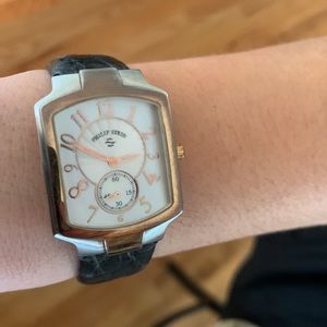 Philip Stein Two-Tone Watch with Black Strap